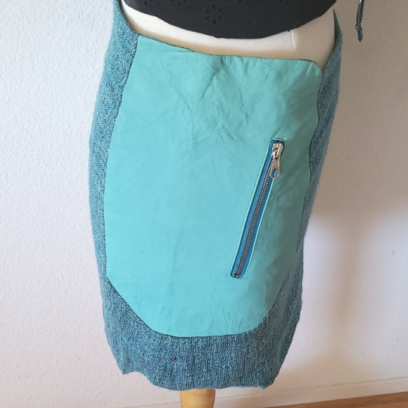 Rag & Bone Linen Tweed & Leather Mini Skirt Size 4 - Picture 9 of 15